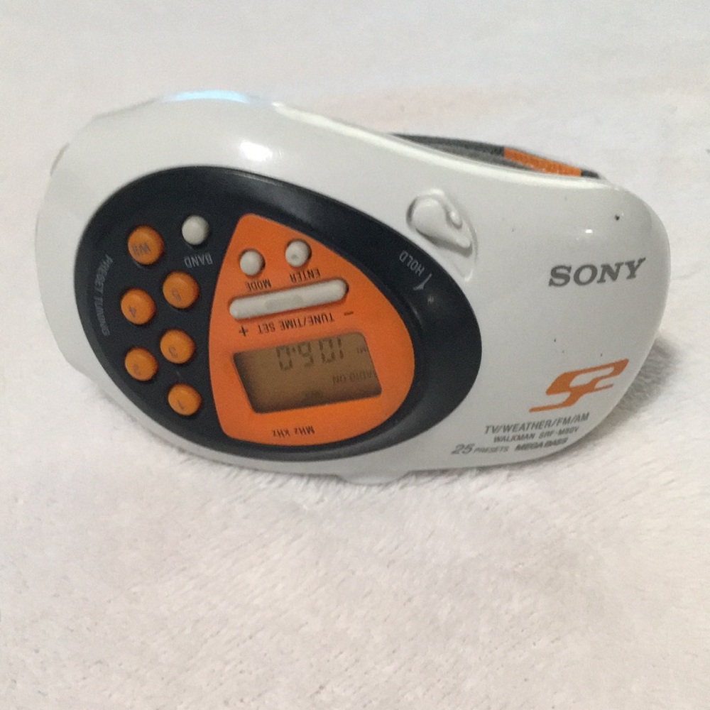Sony TV/Weather/FM/AM Walkman SRF-M80V 25 Presets Mega Bass w/armband portable